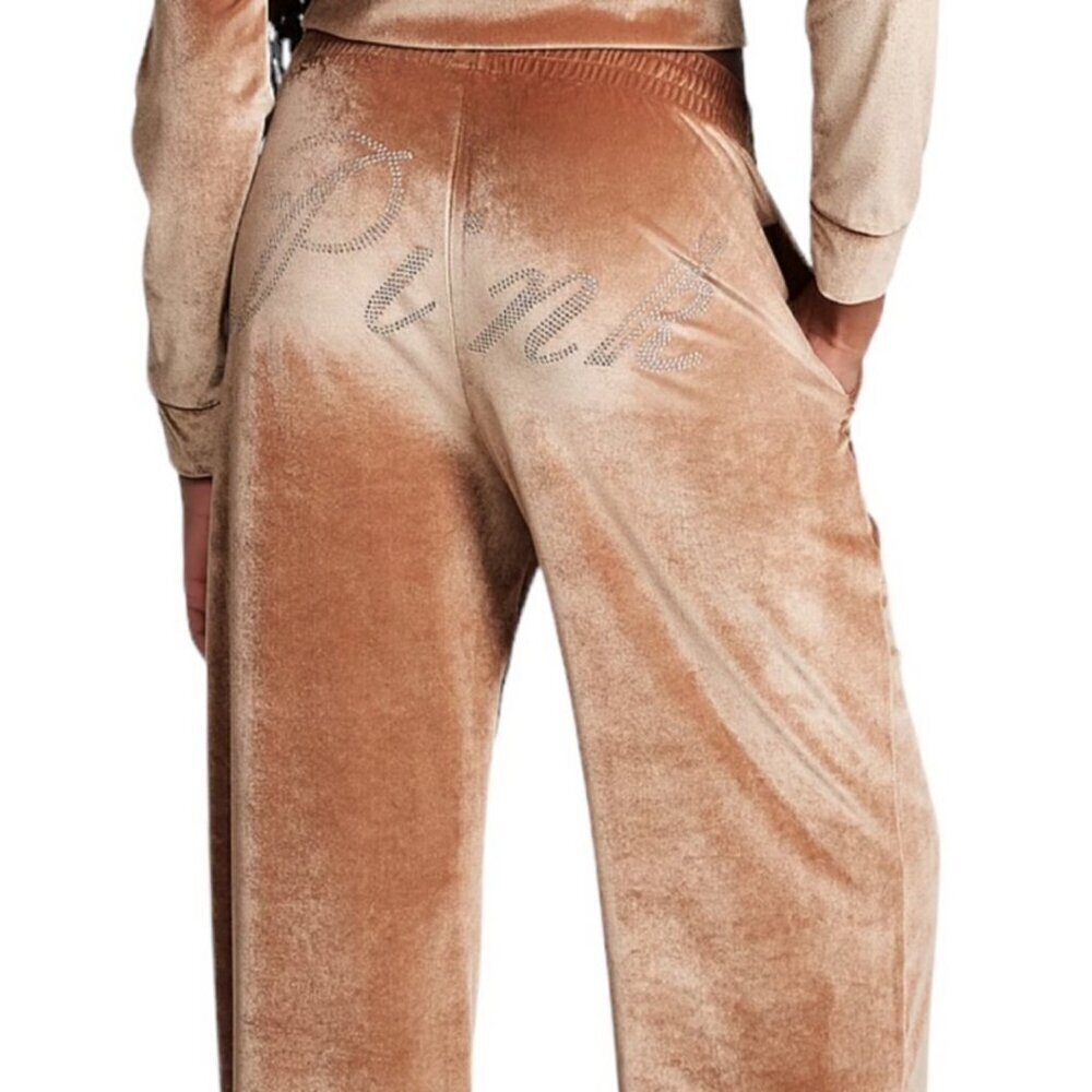 PINK Victoria Secret Velour Lounge Pants Size XL Plush Wide Leg Cozy Glam Luxe